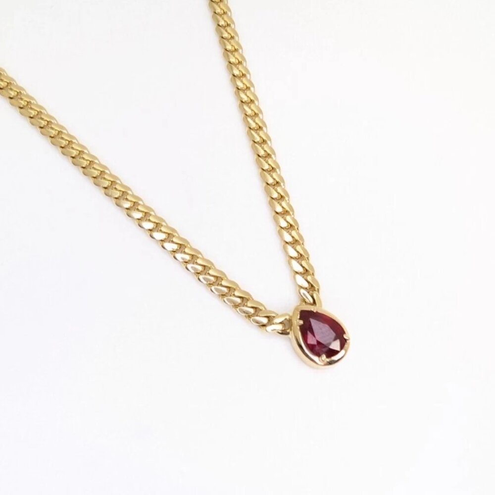 Logan Hollowell 14K Yellow Gold Ruby Cuban Choker Necklace